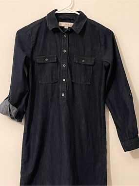 LOFT Navy Denim Shirt Dress